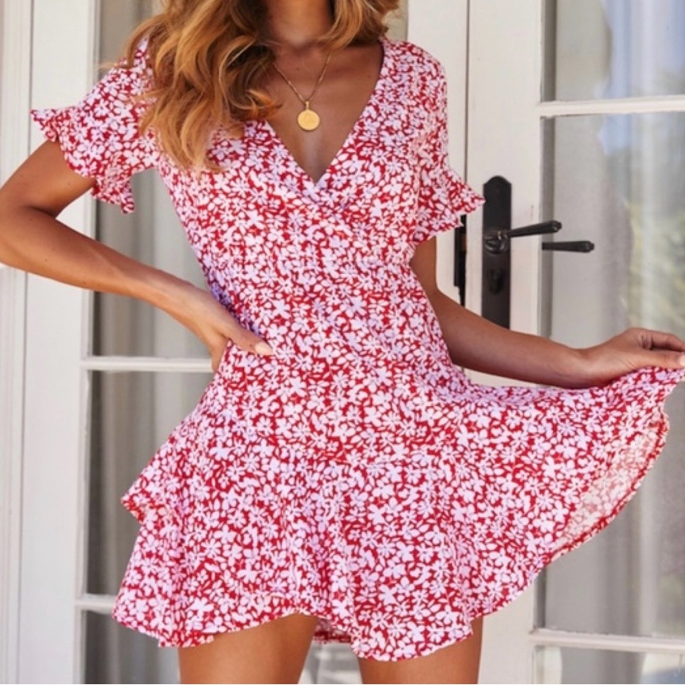Hello Molly Red Floral Mini Dress